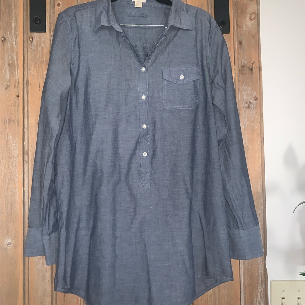 J. Crew Chambray Long Sleeve Button-Up Tunic